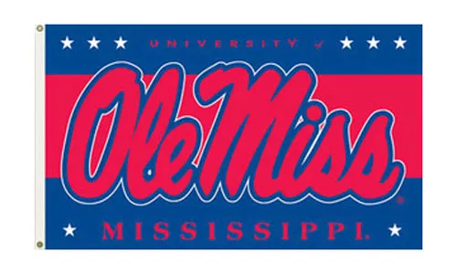University of Mississippi - 3' x 5' NCAA Polyester Flag - Medium Knit Polyester, 3' x 5', Without Fringe, Grommets, Dyed