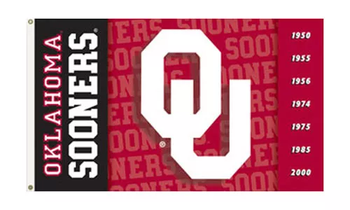 University of Oklahoma - 3' x 5' NCAA 2-Sided Polyester Flag - Medium Knit Polyester, 3' x 5', Without Fringe, Grommets, Dyed