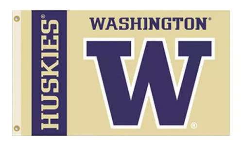 University of Washington - 3' x 5' NCAA Polyester Flag - Medium Knit Polyester, 3' x 5', Without Fringe, Grommets, Dyed