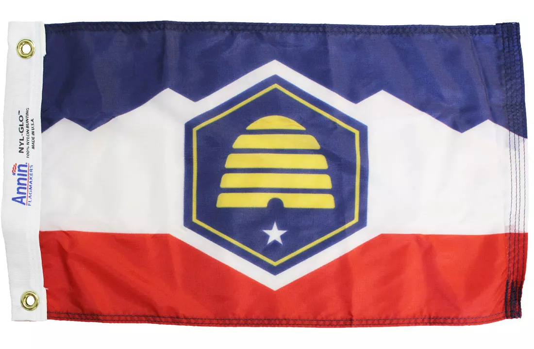 Utah (Beehive) - 12"X18" Nylon Flag - Nylon, Without Fringe, Grommets, Dyed
