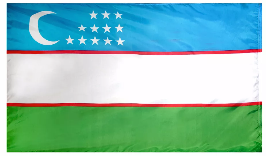 Uzbekistan - 3'X5' Nylon Flag - Nylon, 3' x 5', Without Fringe, Grommets