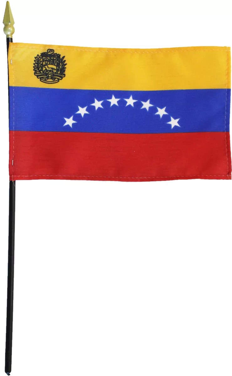 Venezuela - 4"X6" Stick Flag - 4" x 6", Without Fringe