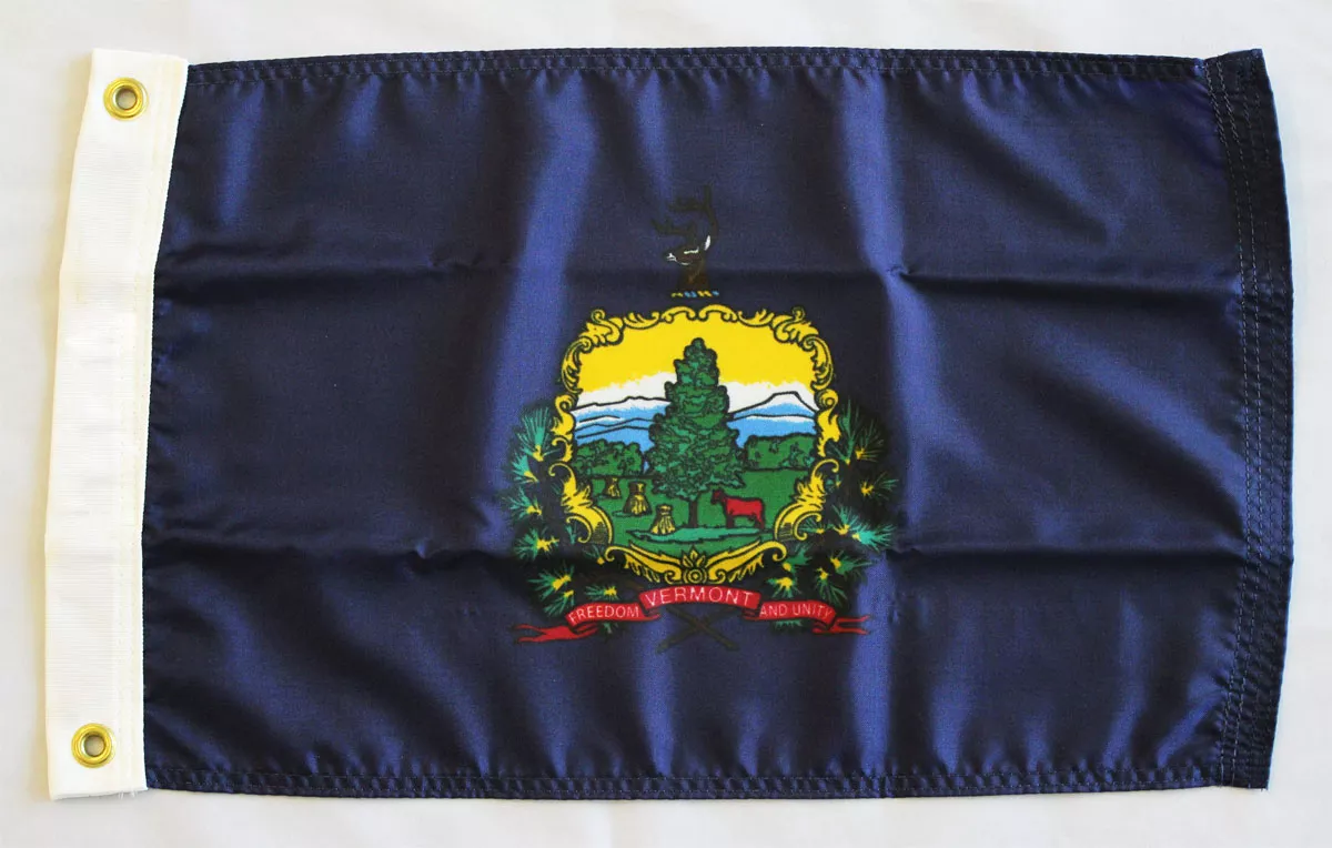 Vermont - 12"X18" Nylon Flag - Nylon, Without Fringe, Grommets, Dyed