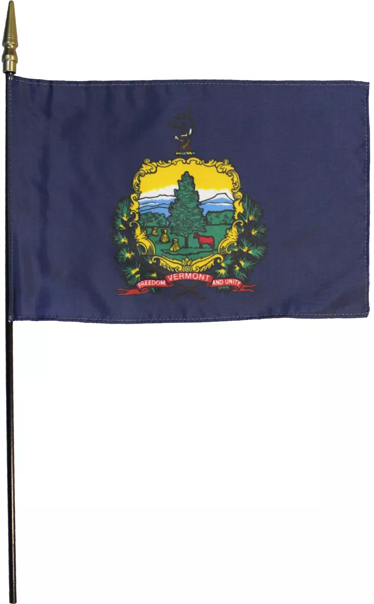 Vermont - 8"X12" Stick Flag - 8" x 12", Without Fringe