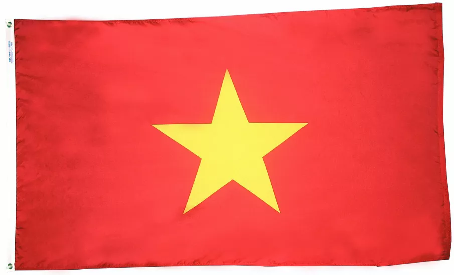 Vietnam - 3'X5' Nylon Flag - Nylon, 3' x 5', Without Fringe, Grommets