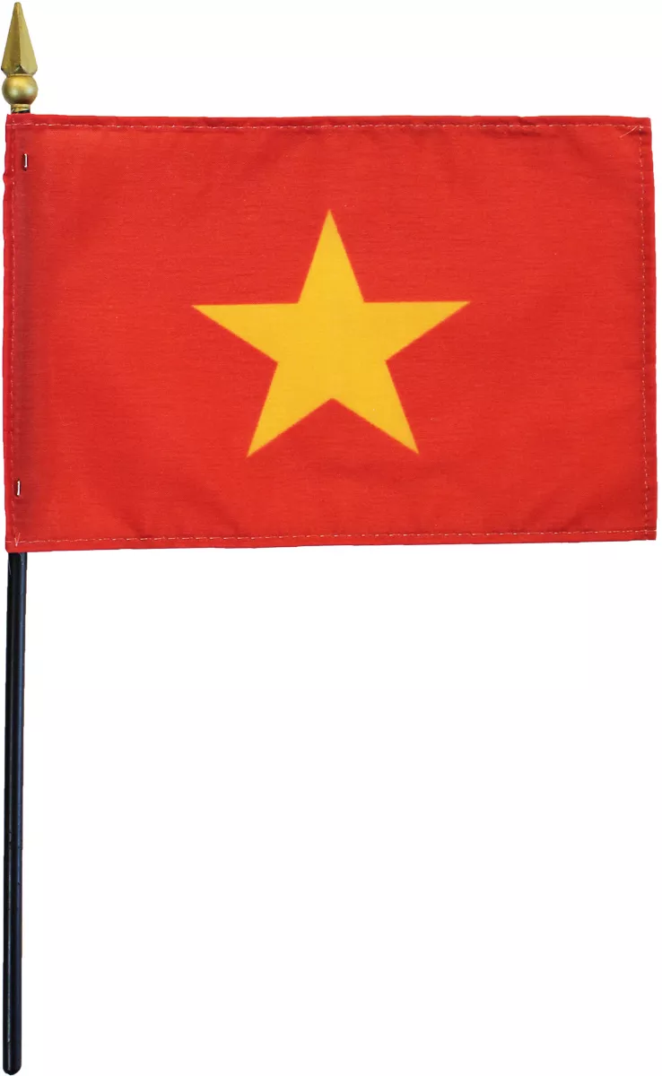 Vietnam - 4"X6" Stick Flag - 4" x 6", Without Fringe