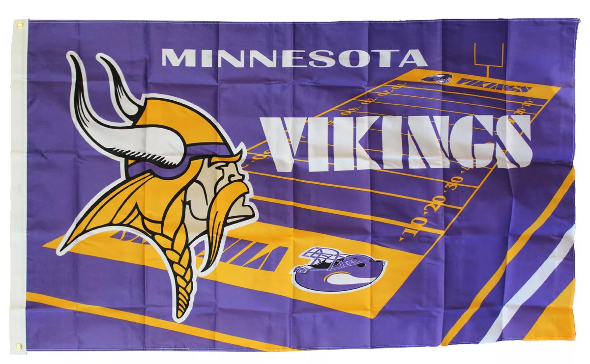 Minnesota Vikings - 3' x 5' NFL Polyester Flag (Field Design) - Medium Knit Polyester, 3' x 5', Without Fringe, Grommets, Dyed