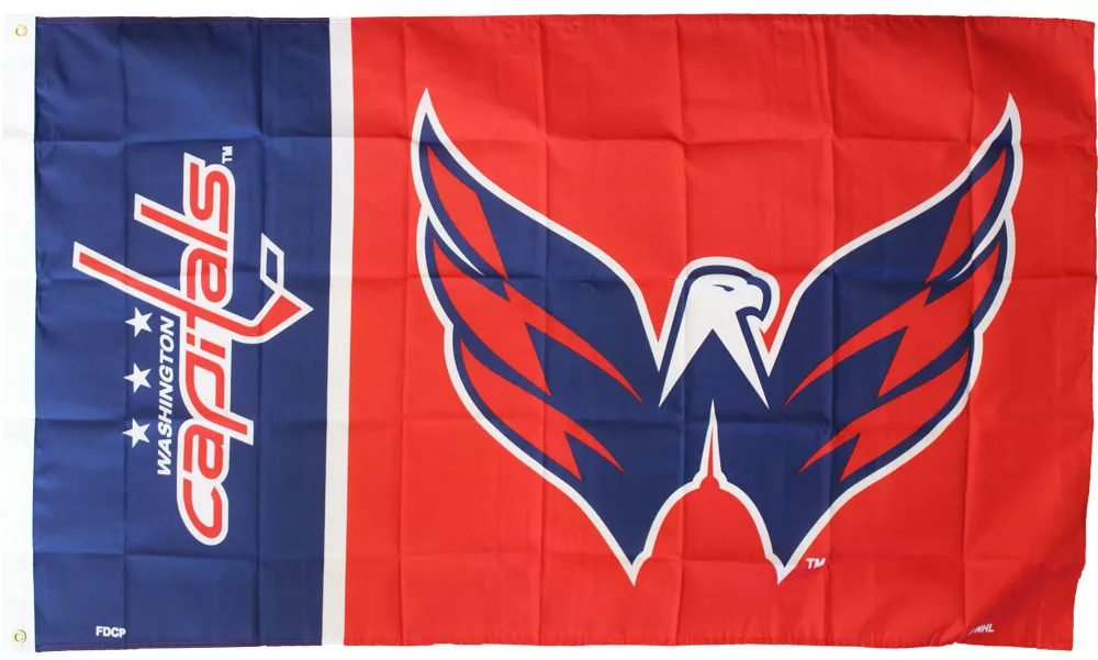 Washington Capitals - 3'X5' NHL Polyester Flag - Medium Knit Polyester, 3' x 5', Without Fringe, Grommets