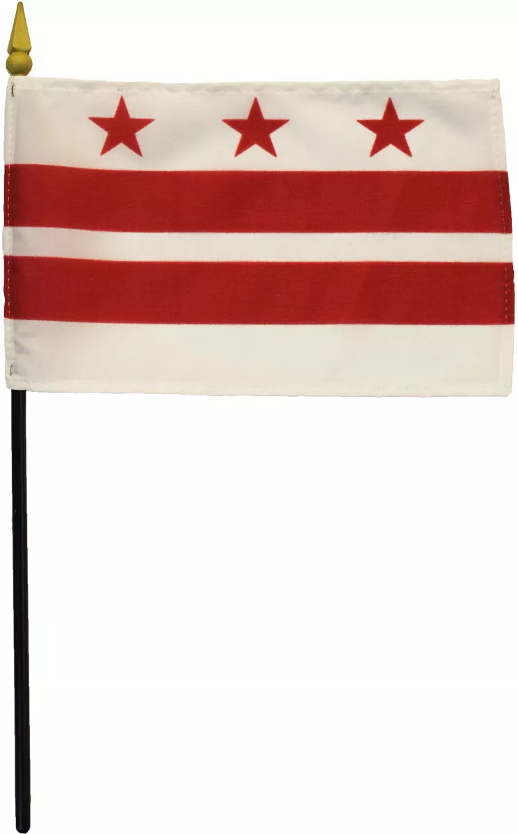 Washington, DC (District of Columbia) - 4"X6" Stick Flag - 4" x 6", Without Fringe