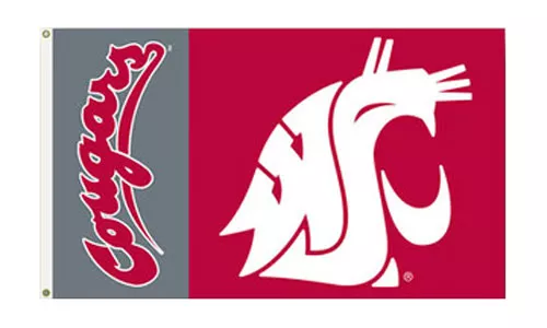 Washington State - 3' x 5' NCAA Polyester Flag - Medium Knit Polyester, 3' x 5', Without Fringe, Grommets, Dyed