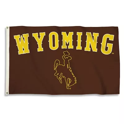 University of Wyoming - 3' x 5' NCAA Polyester Flag - Medium Knit Polyester, 3' x 5', Without Fringe, Grommets, Dyed