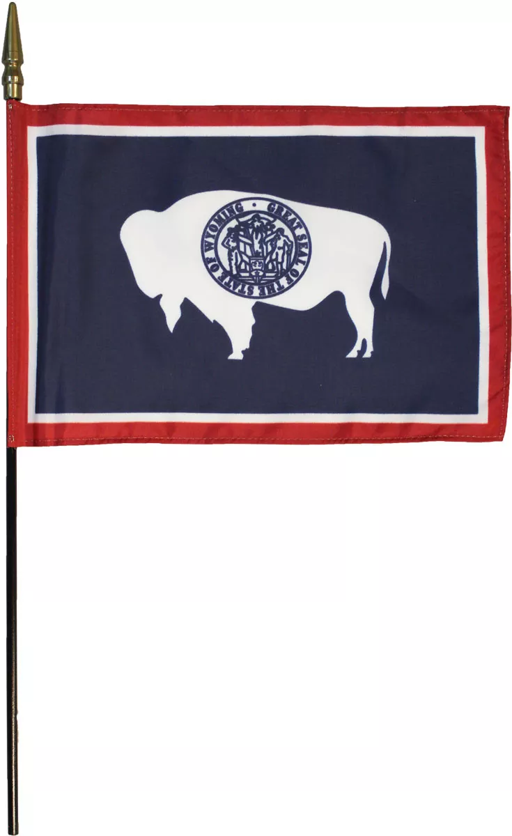 Wyoming - 8"X12" Stick Flag - 8" x 12", Without Fringe