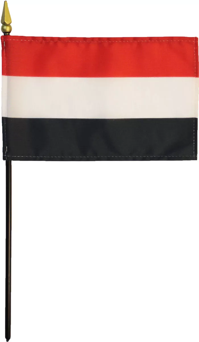 Yemen - 4"X6" Stick Flag - 4" x 6", Without Fringe