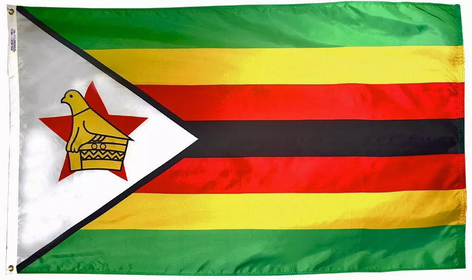 Zimbabwe - 4'X6' Nylon Flag - Nylon, Without Fringe, Grommets