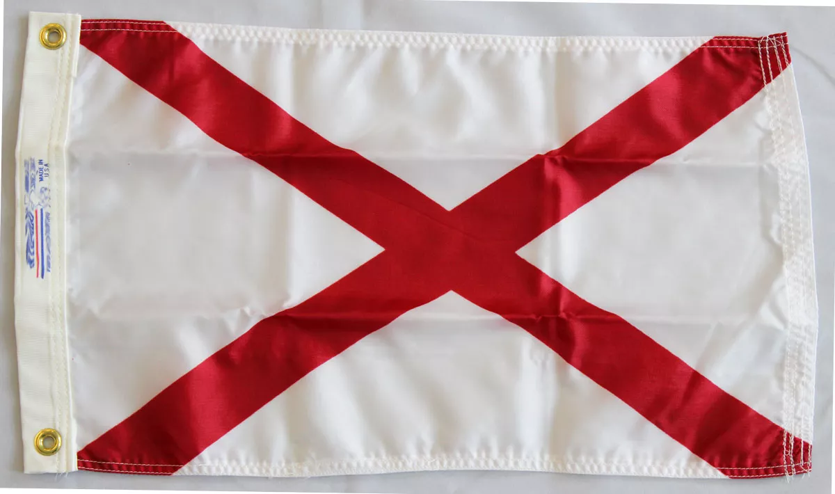 Alabama - 12"X18" Nylon Flag - Nylon, Without Fringe, Grommets, Dyed