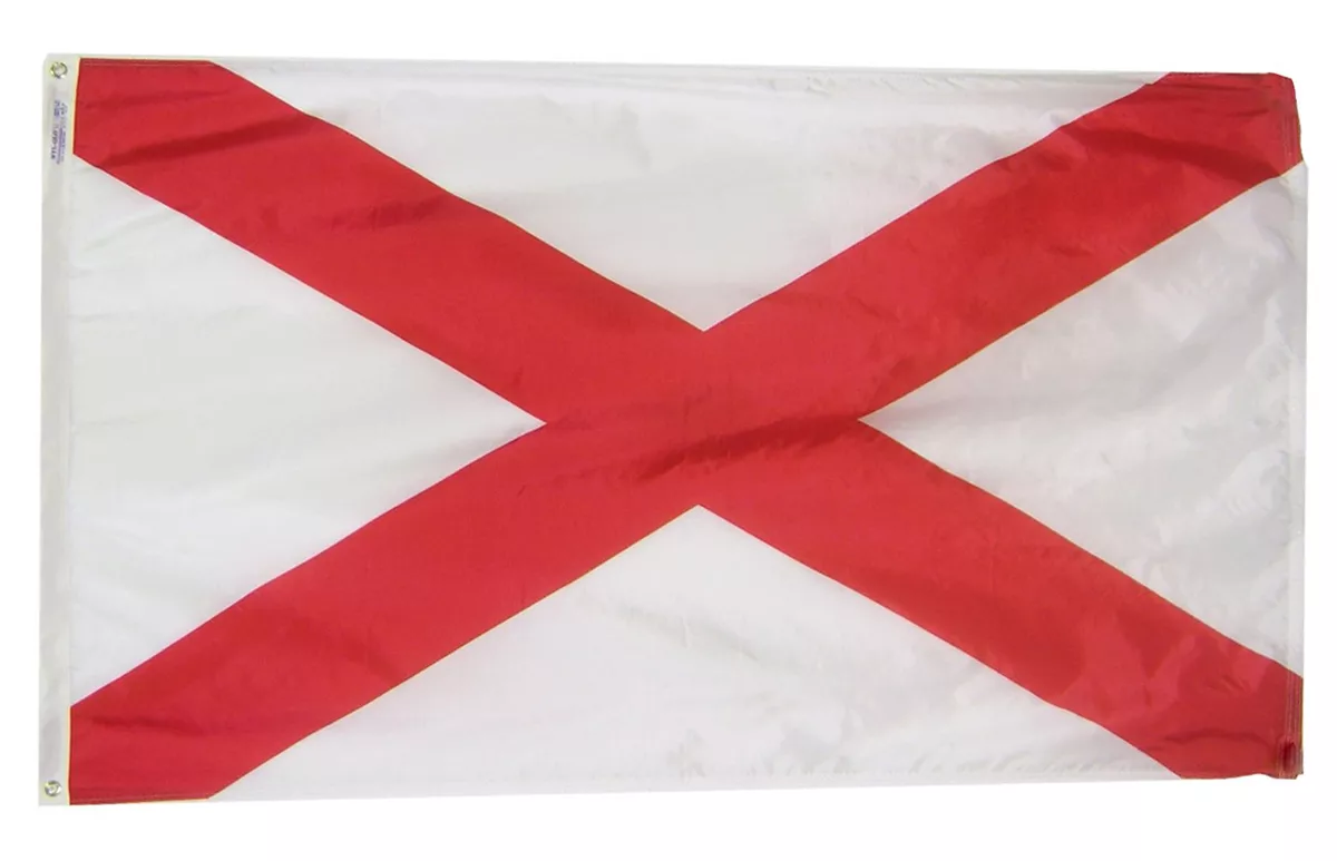 Alabama - 6'X10' Nylon Flag - Nylon, 6' x 10', Without Fringe, Grommets, Dyed