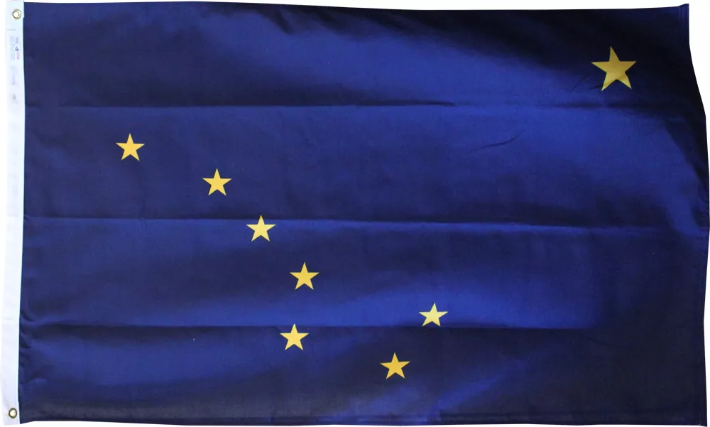 Alaska - 3'X5' Heavy Duty 2-Ply Polyester Flag - Heavy Duty 2-Ply Polyester, 3' x 5', Without Fringe, Grommets, Dyed, Dyed