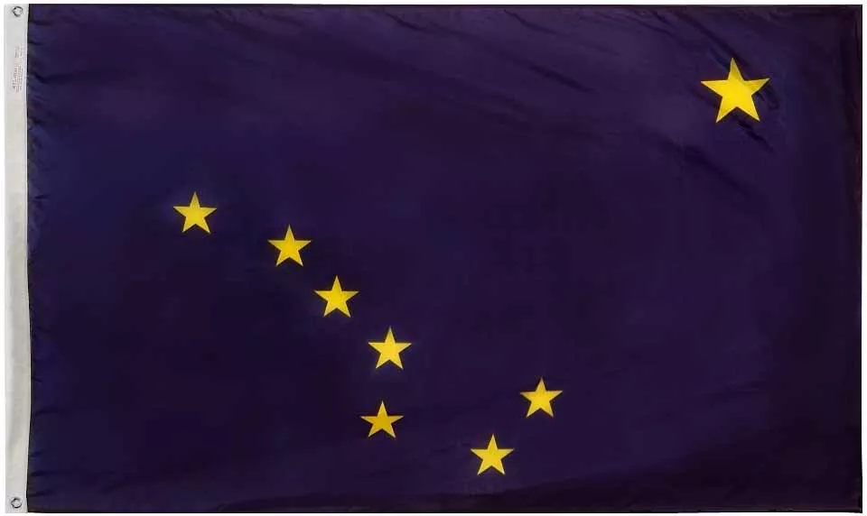 Alaska - 5'X8' Nylon Flag - Nylon, Without Fringe, Grommets, Dyed