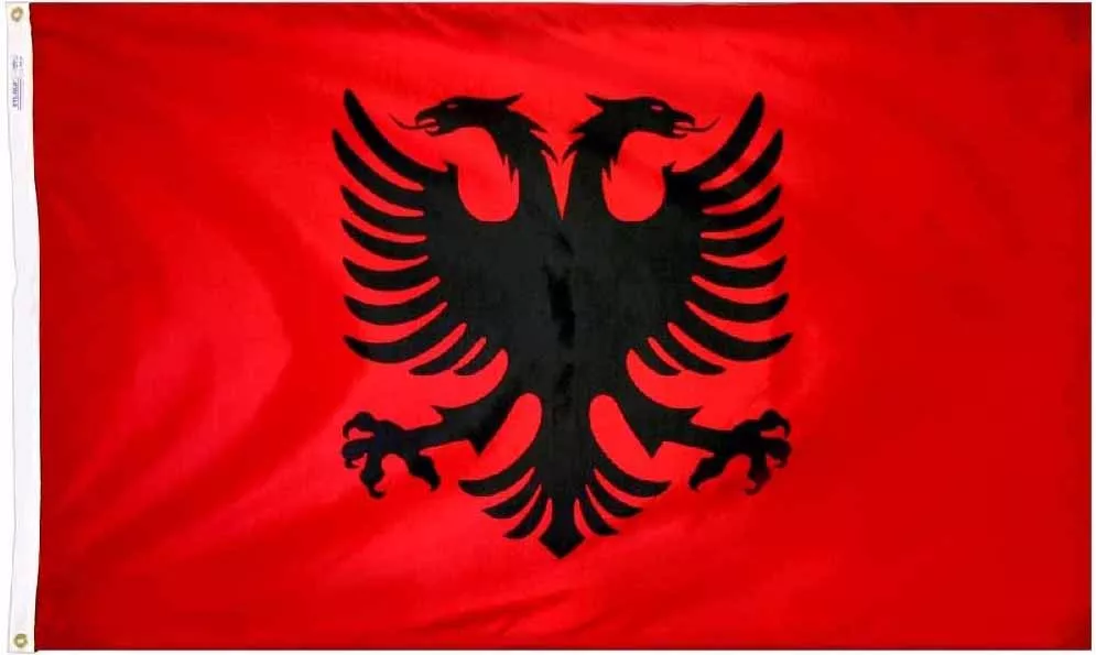 Albania - 2'X3' Nylon Flag - Nylon, Without Fringe, Grommets