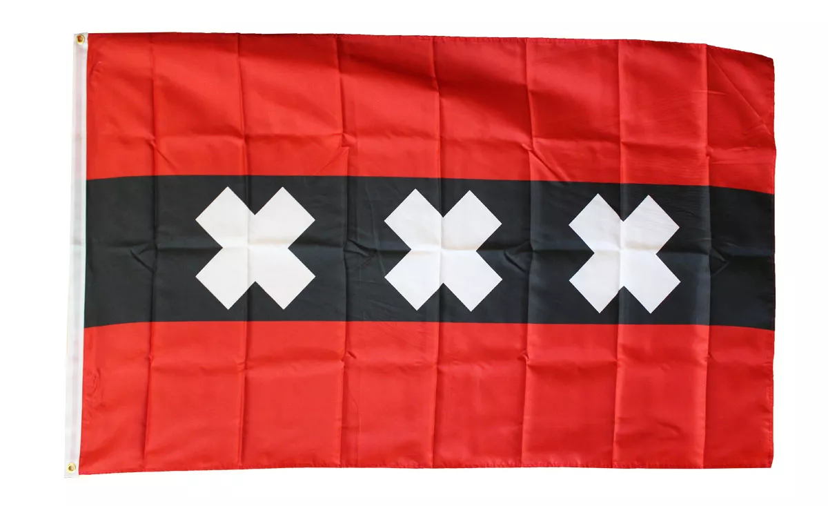 Amsterdam - 3'X5' Polyester Flag - Lightweight Polyester, 3' x 5', Without Fringe, Grommets