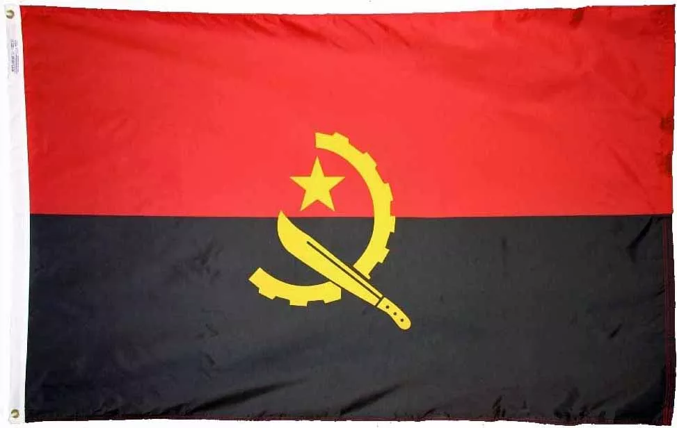 Angola - 2'X3' Nylon Flag - Nylon, Without Fringe, Grommets