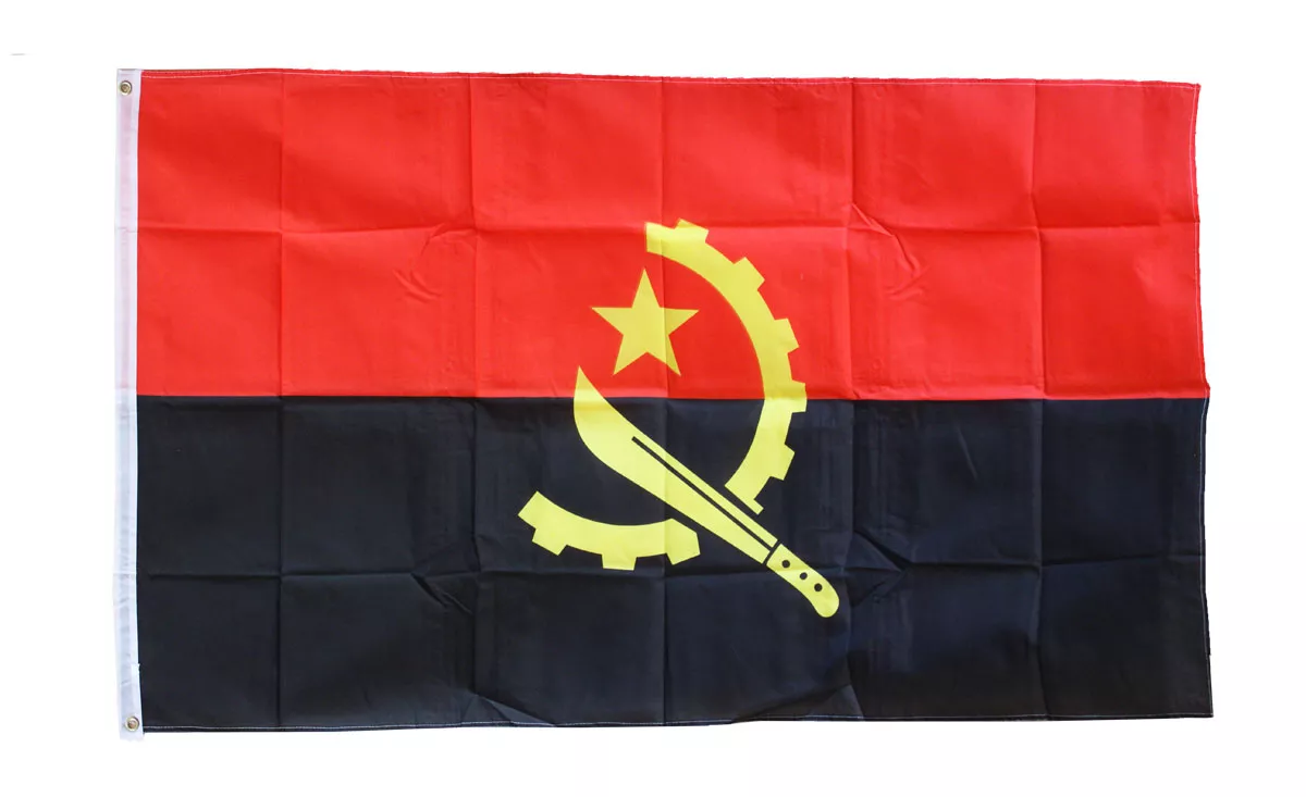 Angola - 3'X5' Polyester Flag - Lightweight Polyester, 3' x 5', Without Fringe, Grommets