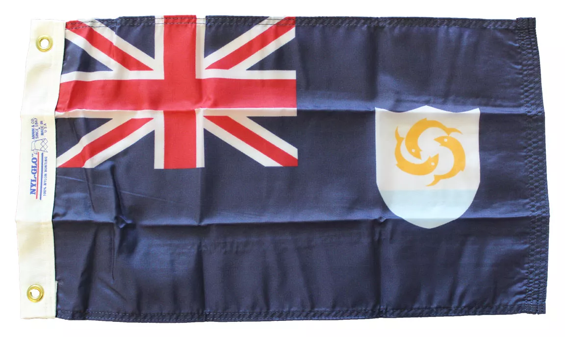 Anguilla - 12"X18" Nylon Flag - Nylon, Without Fringe, Grommets