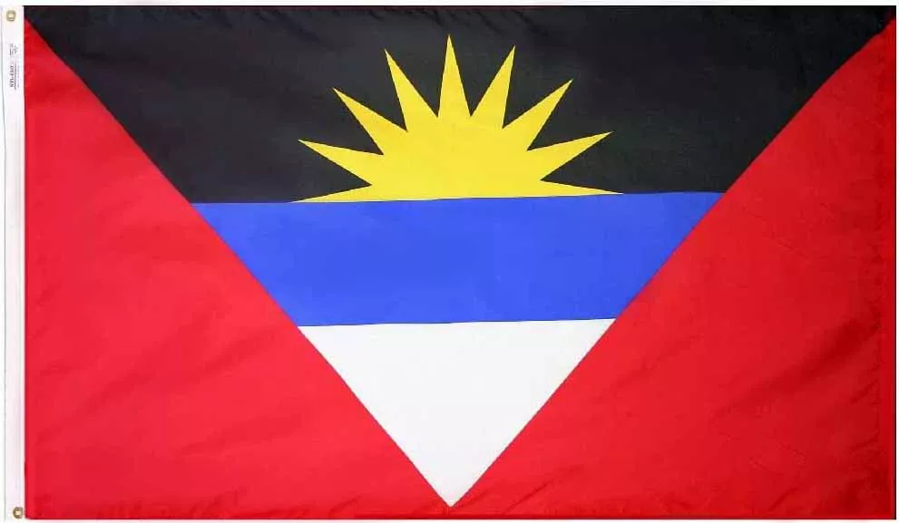 Antigua and Barbuda - 3'X5' Nylon Flag - Nylon, 3' x 5', Without Fringe, Grommets