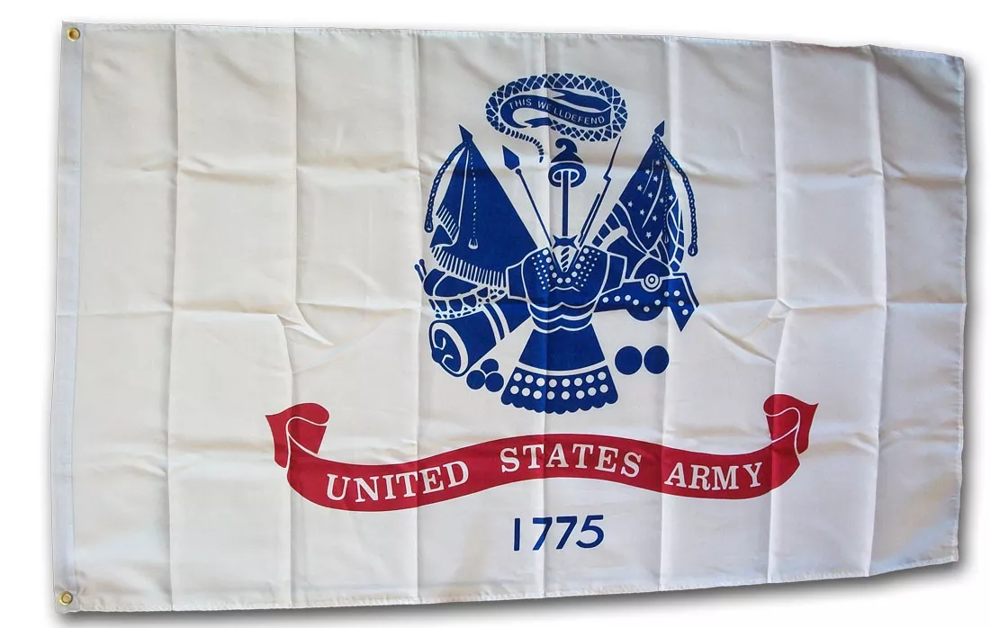 Army (White) - 3'X5' Polyester Flag - Lightweight Polyester, 3' x 5', Without Fringe