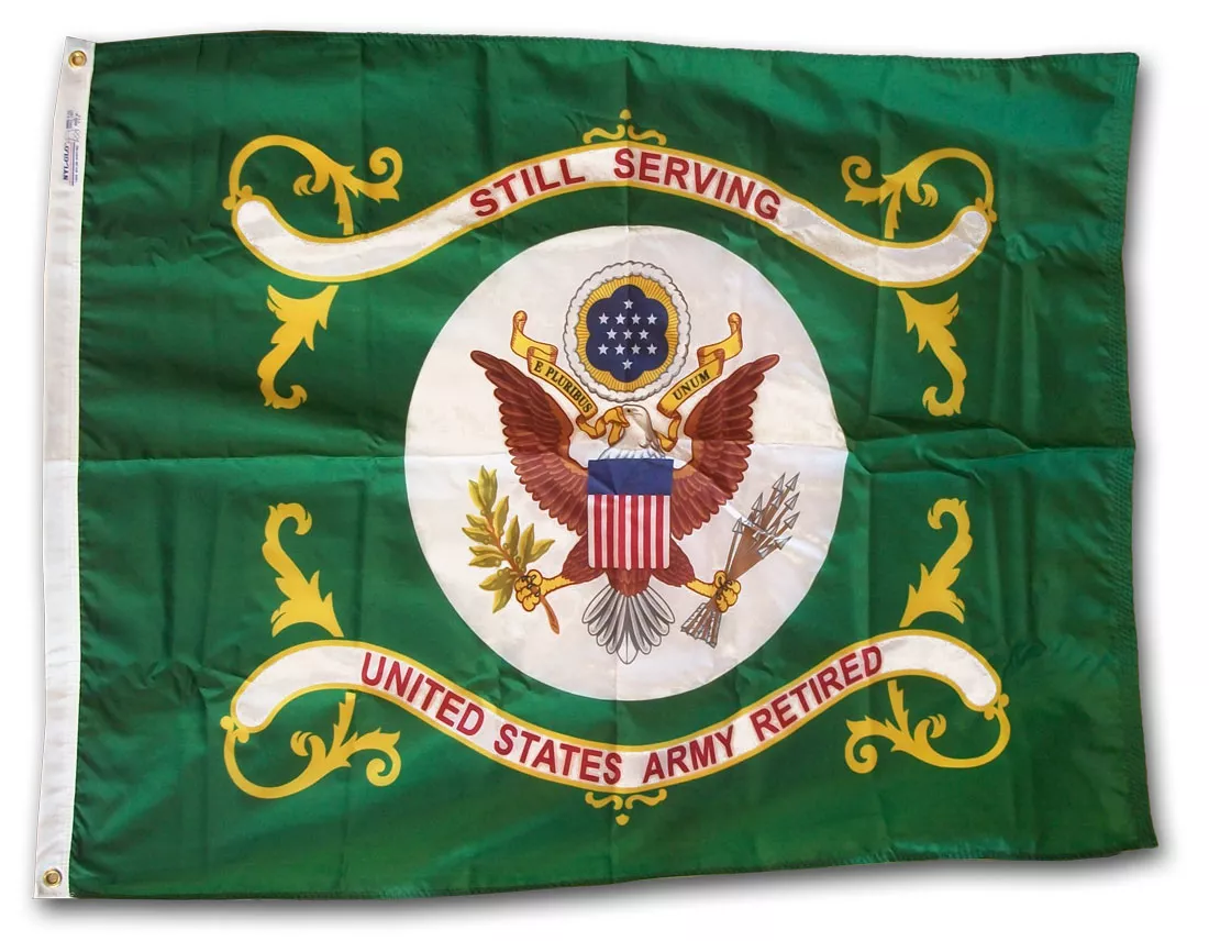 Army Retired - 3'X4' Nylon Flag - Nylon, 3' x 4', Without Fringe, Grommets