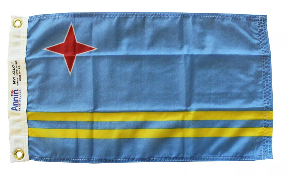 Aruba - 12"X18" Nylon Flag - Nylon, Without Fringe, Grommets