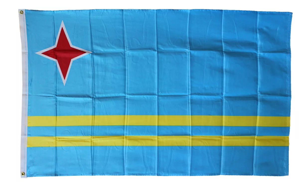 Aruba - 3'X5' Polyester Flag - Lightweight Polyester, 3' x 5', Without Fringe, Grommets