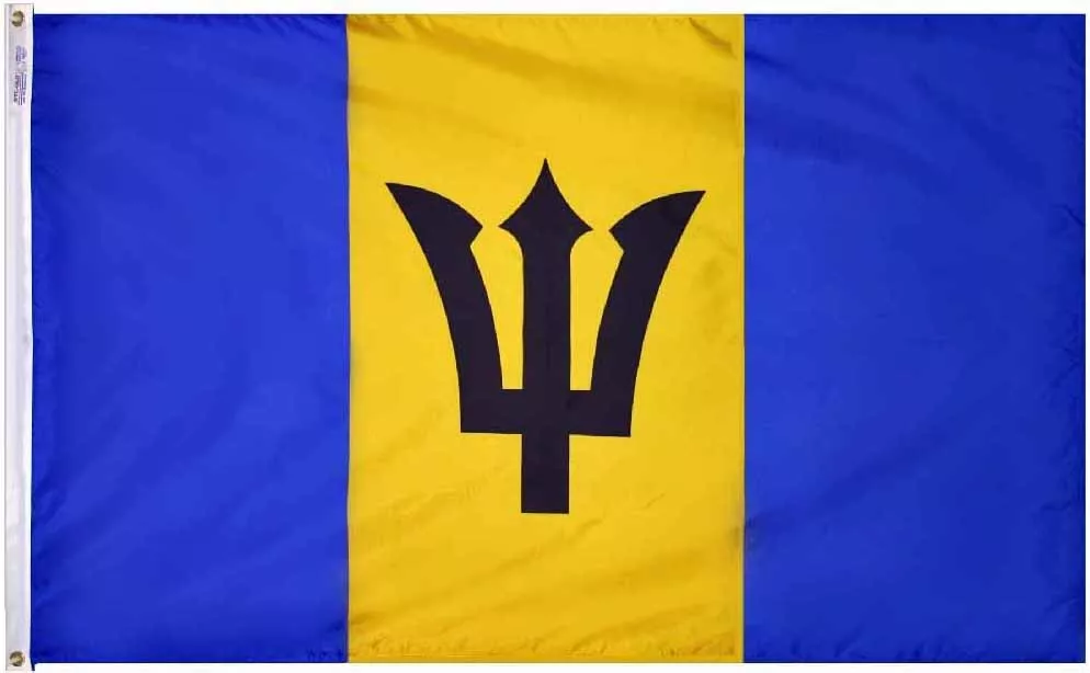 Barbados - 4'X6' Nylon Flag - Nylon, Without Fringe, Grommets