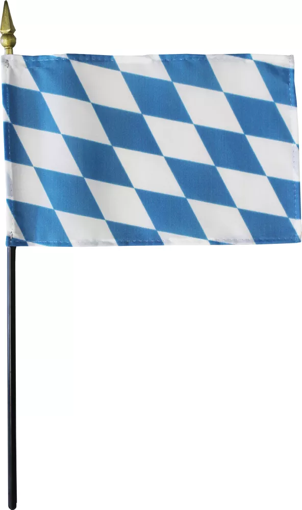 Bavaria - 4"X6" Stick Flag - 4" x 6", Without Fringe