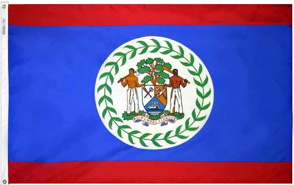 Belize - 2'X3' Nylon Flag - Nylon, Without Fringe, Grommets