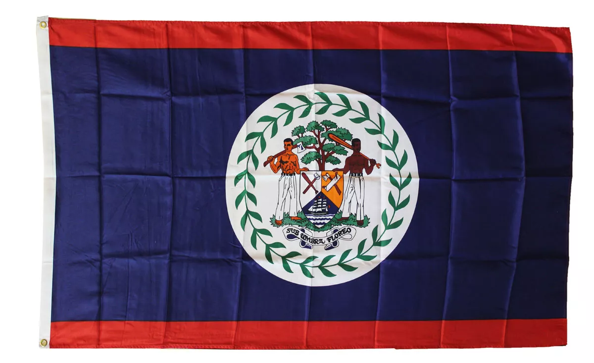 Belize - 3'X5' Polyester Flag - Lightweight Polyester, 3' x 5', Without Fringe, Grommets