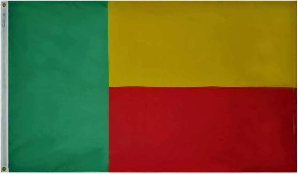 Benin - 5'X8' Nylon Flag - Nylon, Without Fringe, Grommets