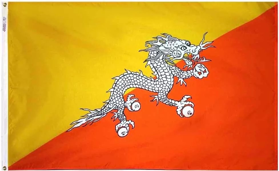 Bhutan - 5'X8' Nylon Flag - Nylon, Without Fringe, Grommets