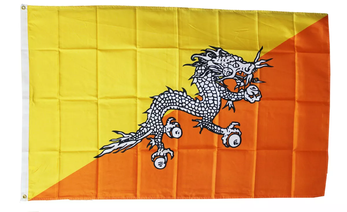 Bhutan - 3'X5' Polyester Flag - Lightweight Polyester, 3' x 5', Without Fringe, Grommets