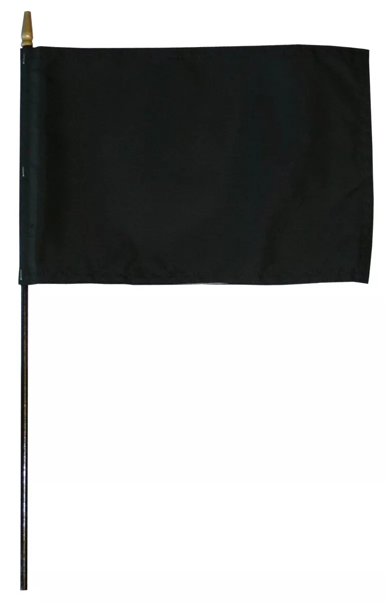 Black - 8" x 12" Solid Color Stick Flag (Black) - 8" x 12", Without Fringe