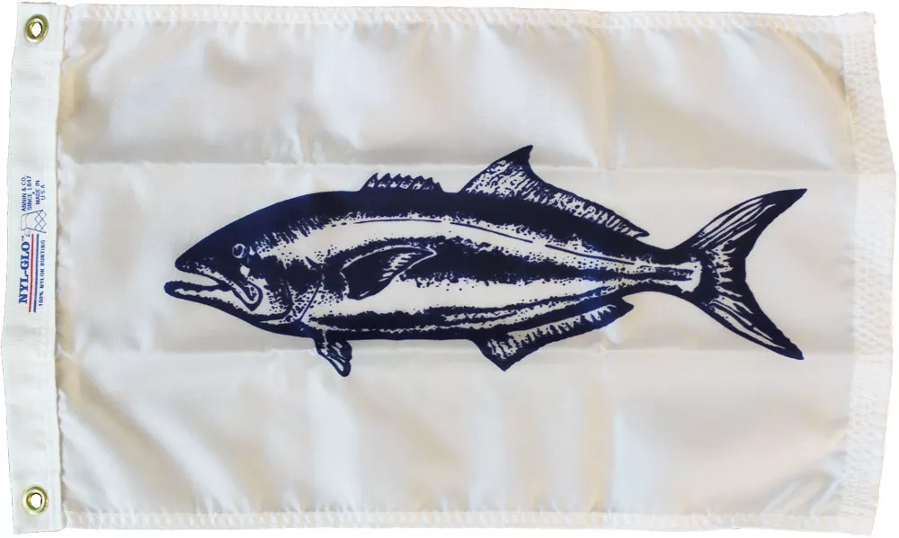 Blue Fish - 12"x18" Nylon Flag - Nylon, Without Fringe, Grommets