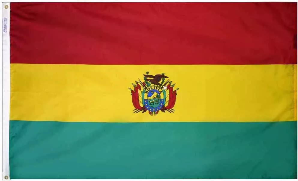 Bolivia - 5'X8' Nylon Flag (State) - Nylon, Without Fringe, Grommets