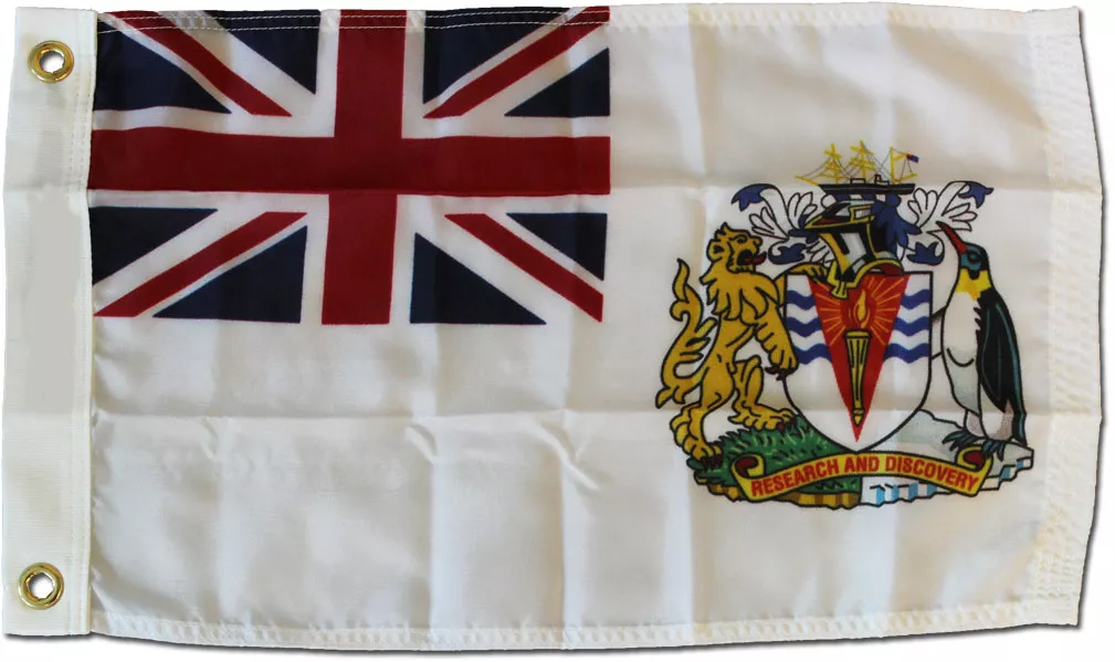 British Antarctic Territory (White)  - 12"X18" Nylon Flag - Nylon, Without Fringe, Grommets