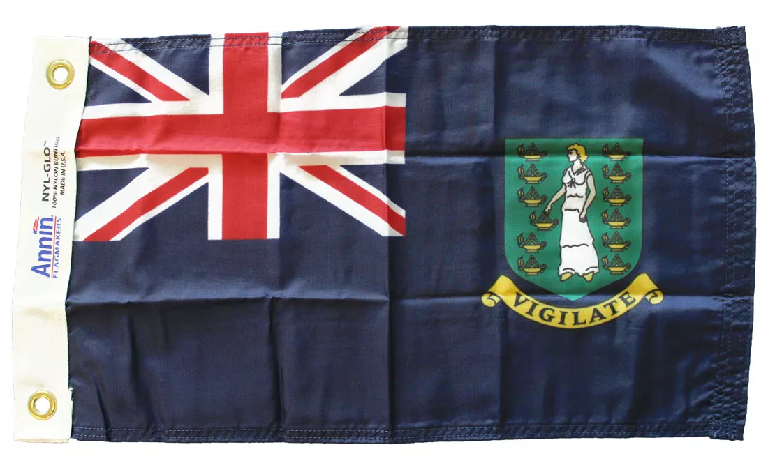 British Virgin Islands (Blue) - 12"X18" Nylon Flag - Nylon, Without Fringe, Grommets