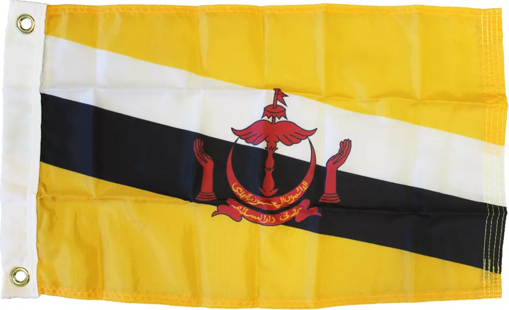 Brunei - 12"X18" Nylon Flag - Nylon, Without Fringe, Grommets