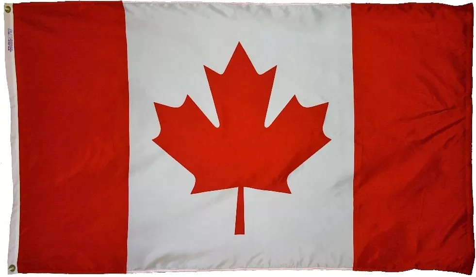 Canada - 3'X5' Nylon Flag - Nylon, 3' x 5', Without Fringe, Grommets