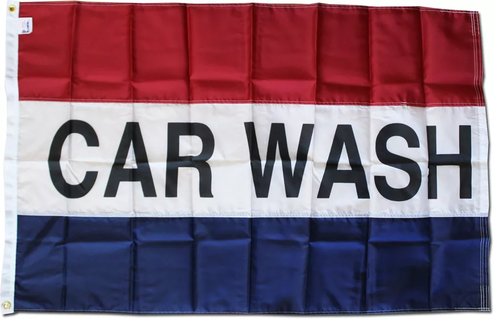 Car Wash - 3'X5' Nylon Flag - Nylon, 3' x 5', Without Fringe, Grommets