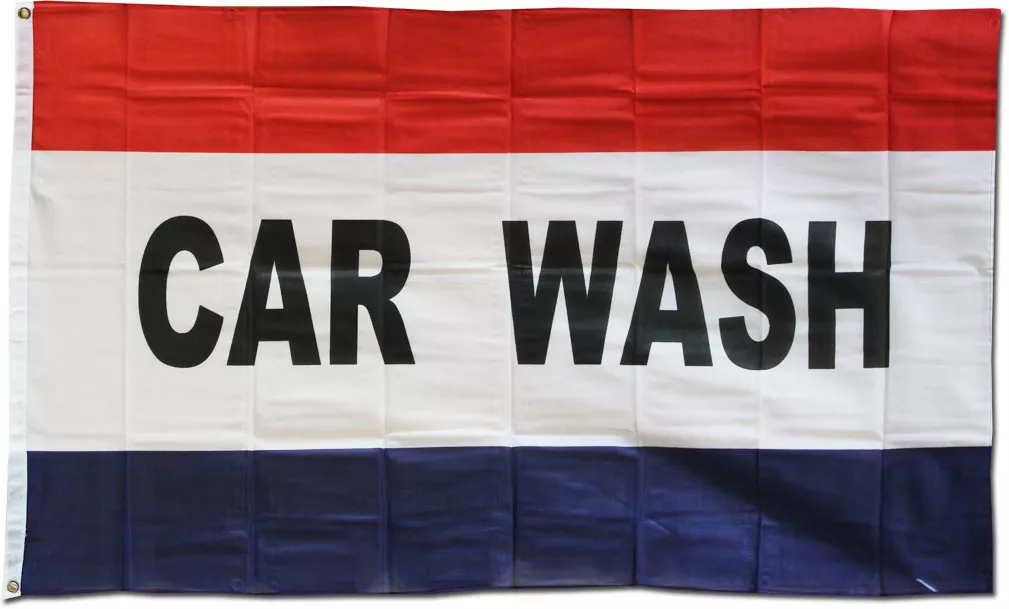 Car Wash - 3'X5' Polyester Flag - Lightweight Polyester, 3' x 5', Without Fringe