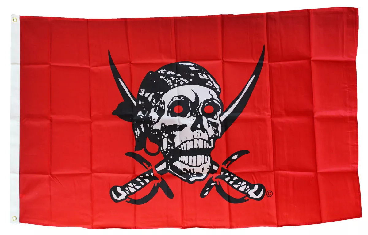 Caribbean Pirate - 3'X5' Nylon Flag - Nylon, 3' x 5', Without Fringe, Grommets