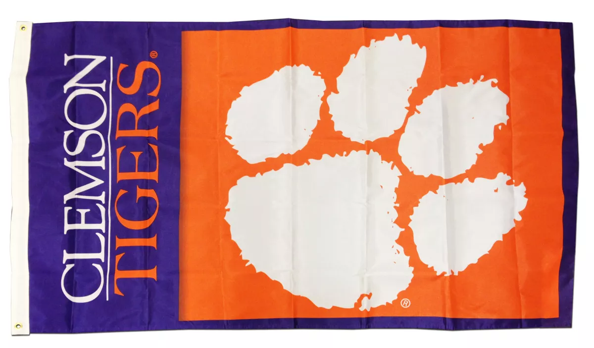 Clemson - 3' x 5' NCAA 2-Sided Polyester Flag - Medium Knit Polyester, 3' x 5', Without Fringe, Grommets, Dyed